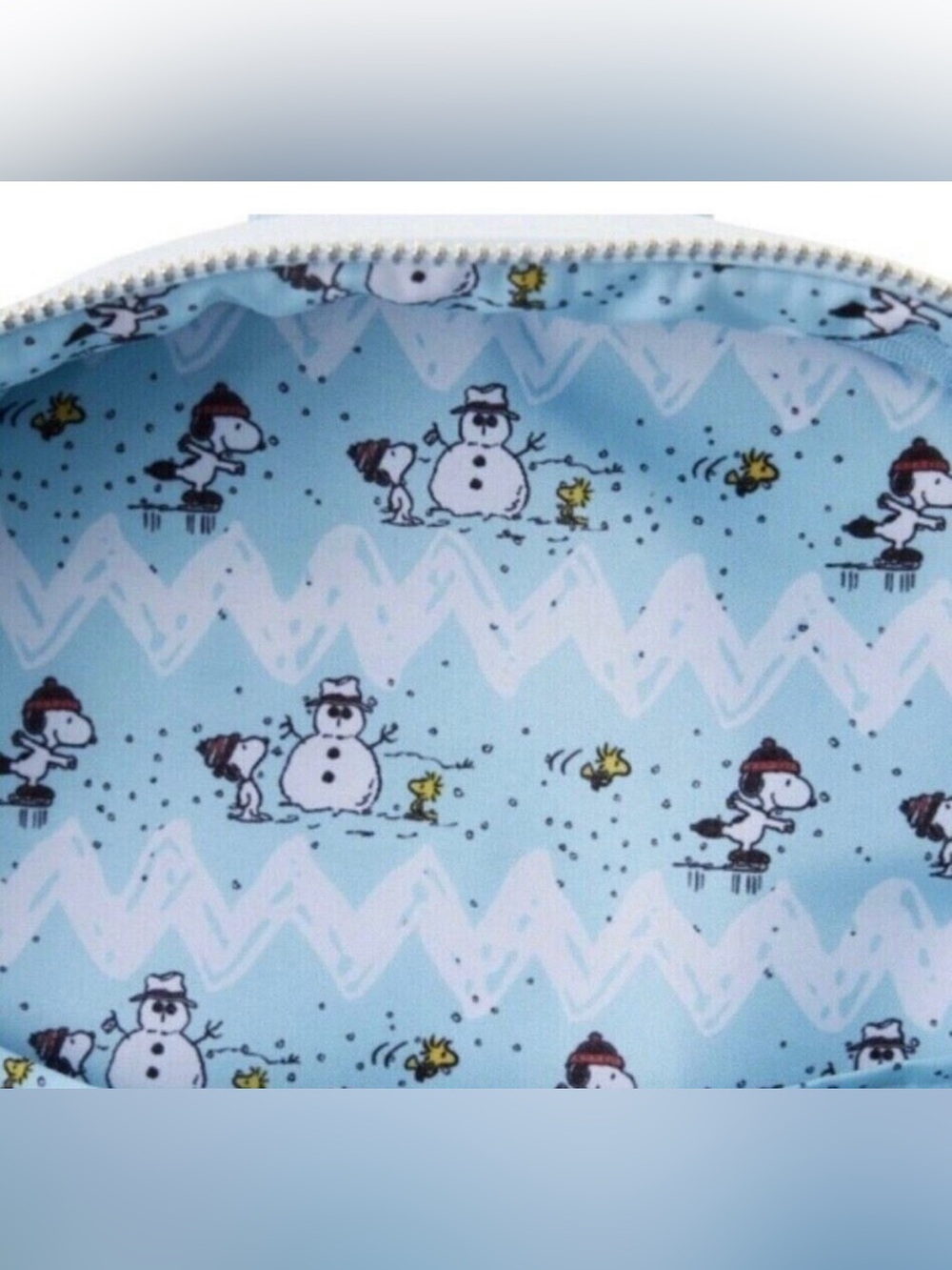 Loungefly Peanuts Charlie Brown Snoopy Ice Skating Winter Snow Mini Backpack - Picture 4 of 11